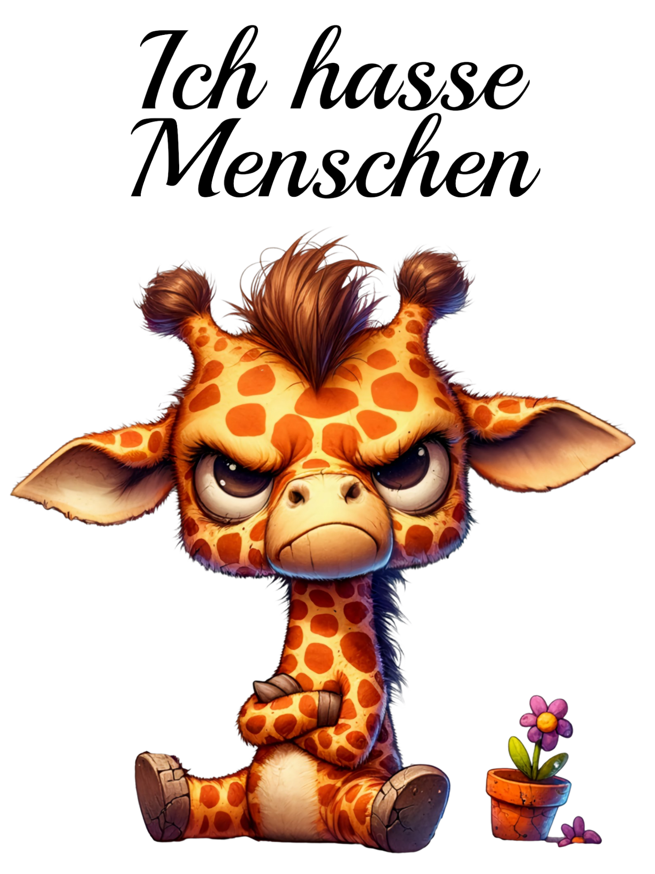 Bügelbild Ich hasse Menschen Giraffe 11