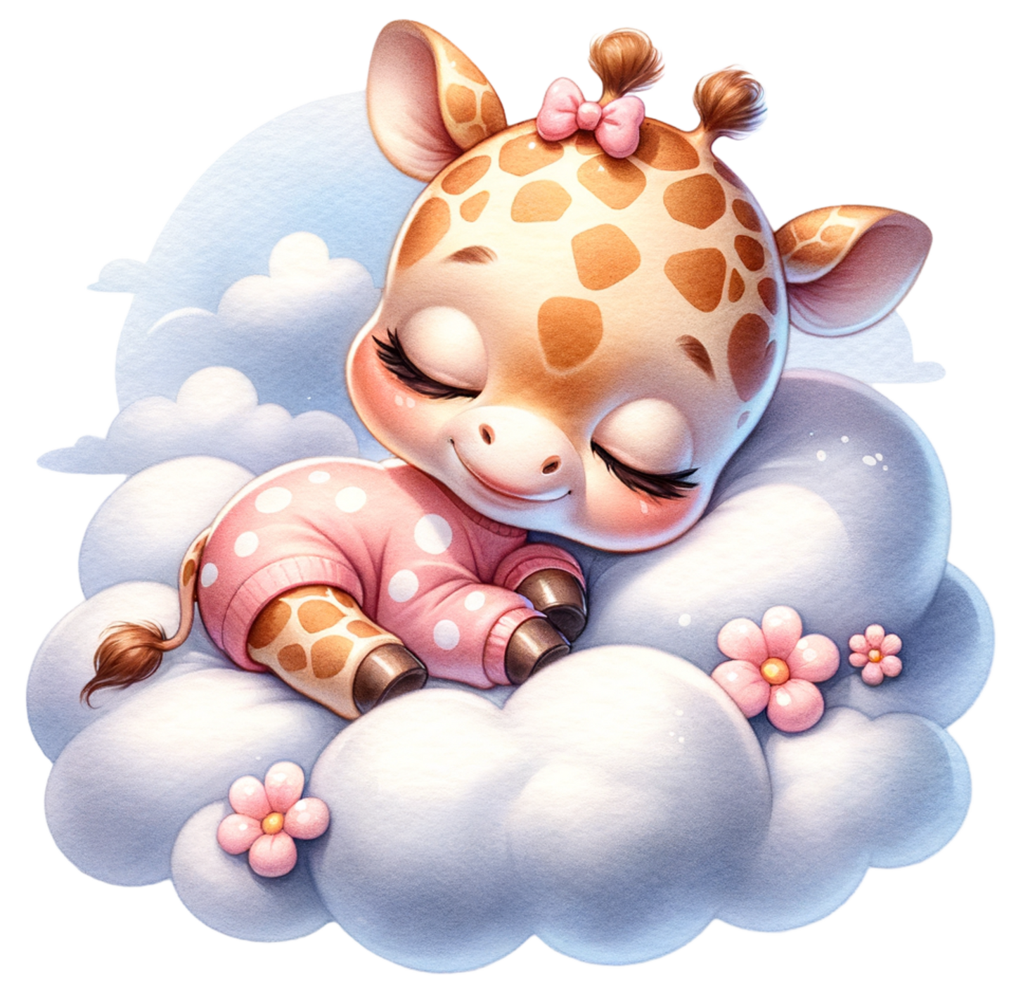 Bügelbild Giraffe auf Wolke