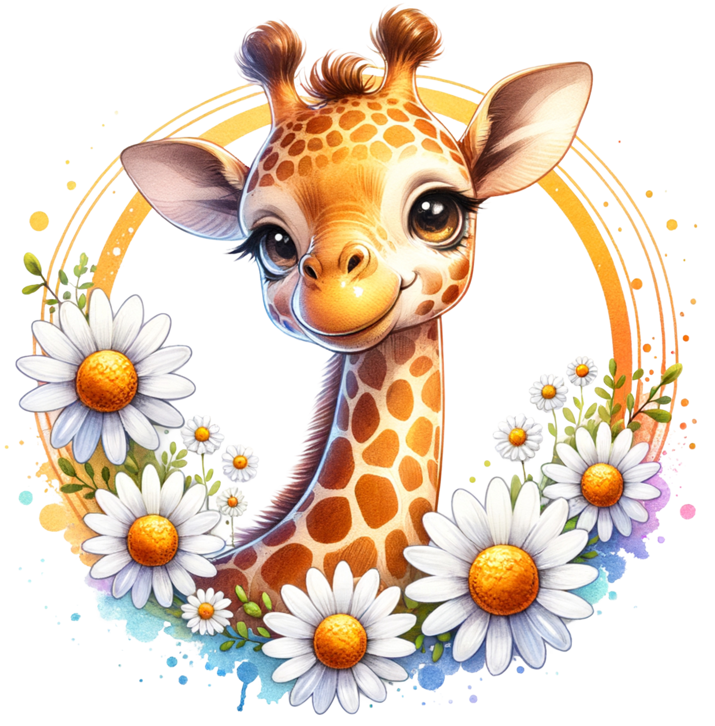 Bügelbild Giraffe mit Blumen