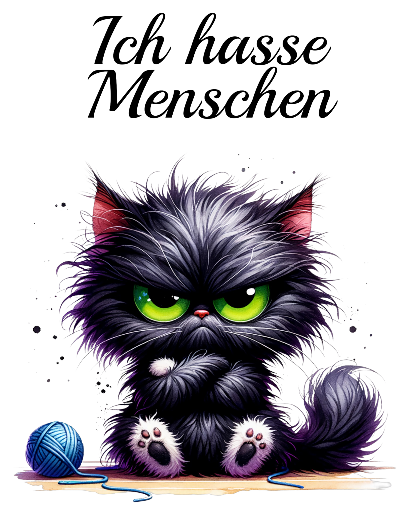 Bügelbild Ich hasse Menschen Katze 14