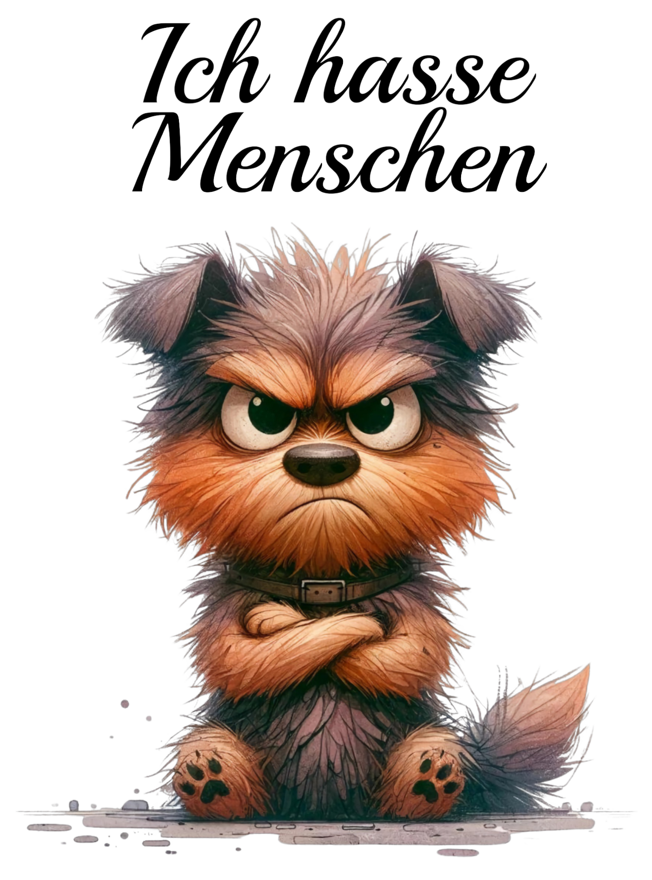 Bügelbild Ich hasse Menschen Hund 15