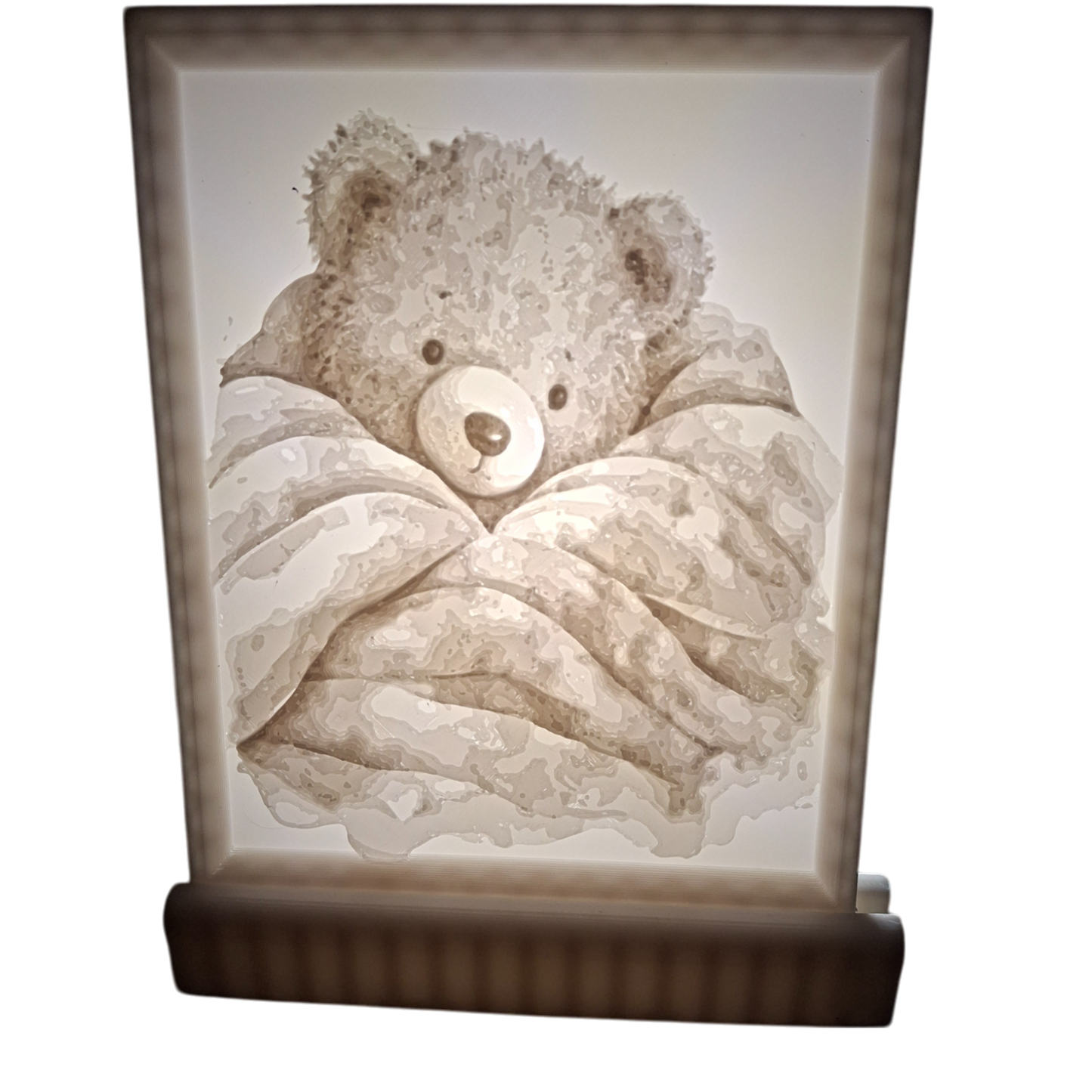 personalisiertes 3D Druckbild schwarz/weiss mit Einzelständer