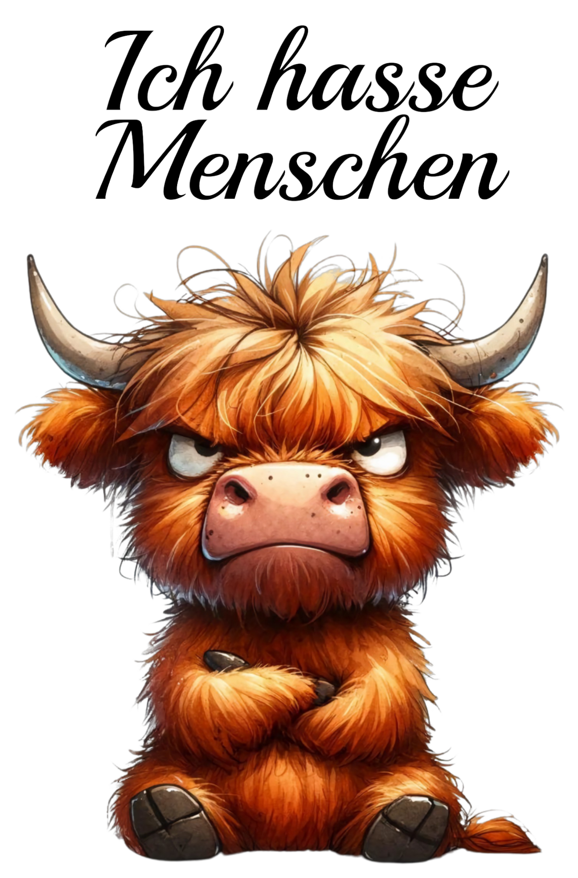 Bügelbild Ich hasse Menschen Büffel 3