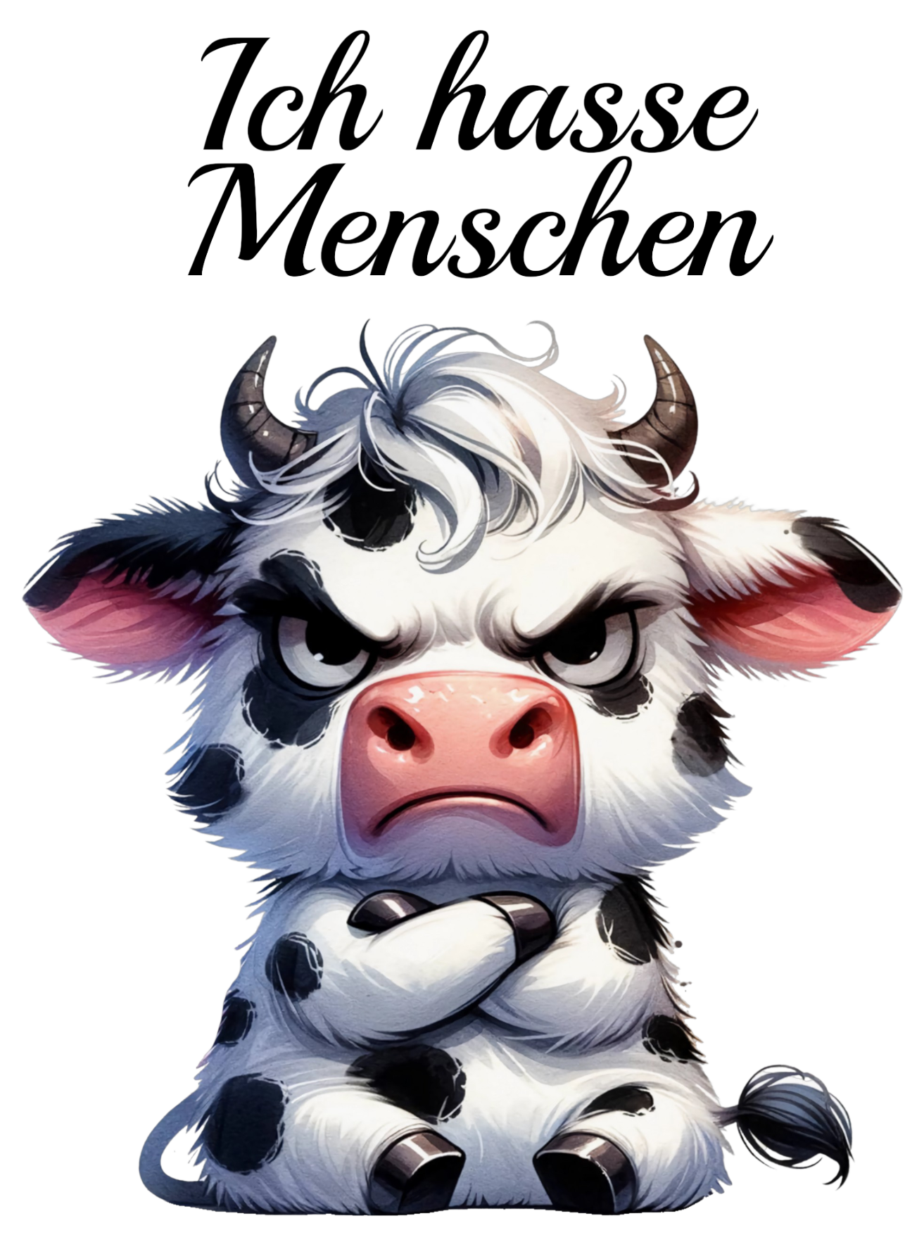 Bügelbild Ich hasse Menschen Kuh 5