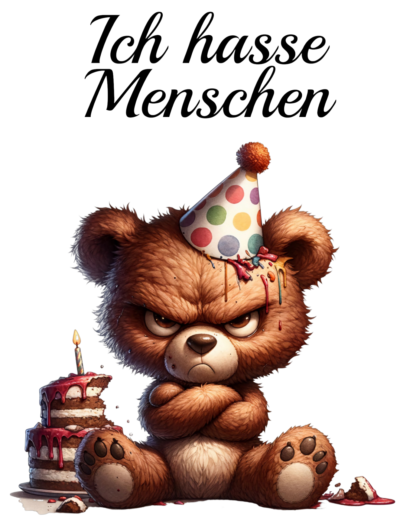 Bügelbild Ich hasse Menschen Teddy 7