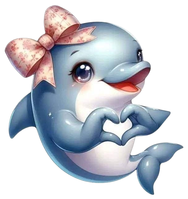 Bügelbild Delphin mit Herz