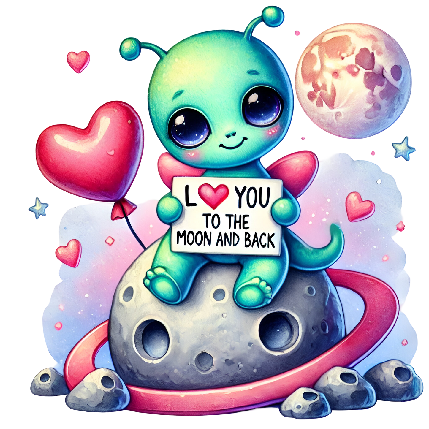 Bügelbild Valentine Love you to the moon 1
