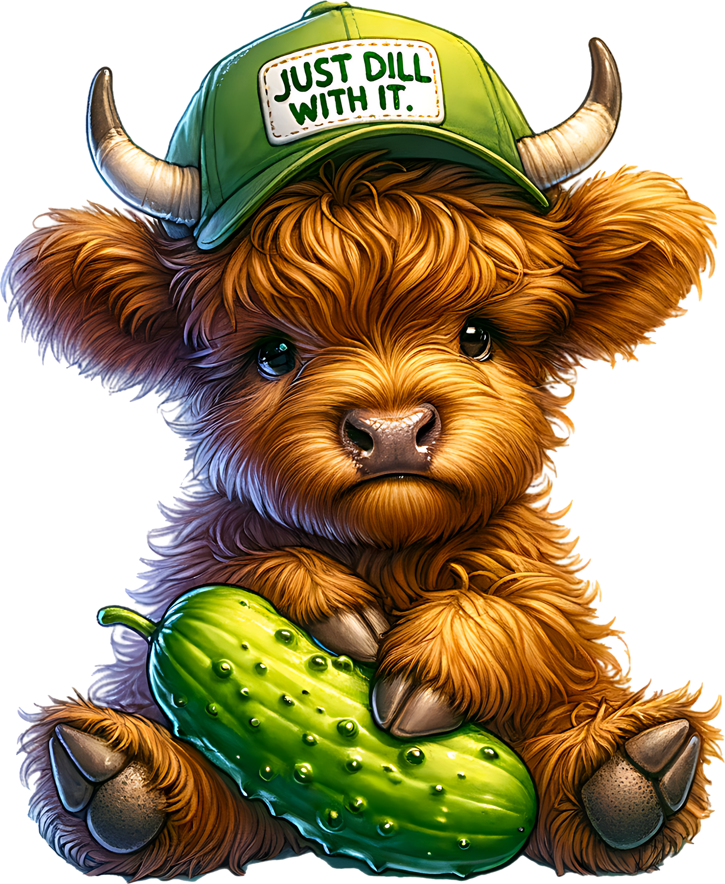 Bügelbild Highland Cow Gurke