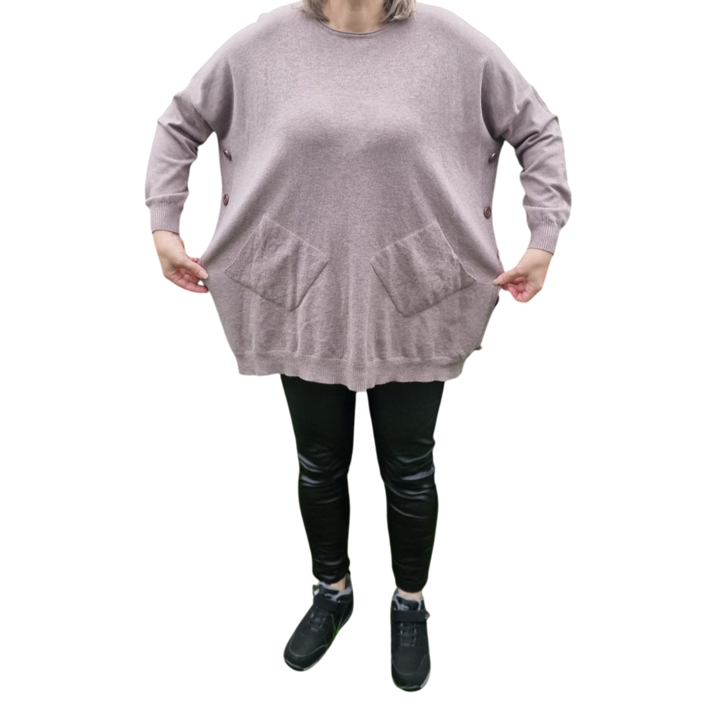 Pullover in Taupe und Schwarz