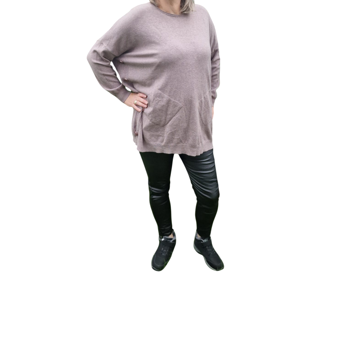 Pullover in Taupe und Schwarz