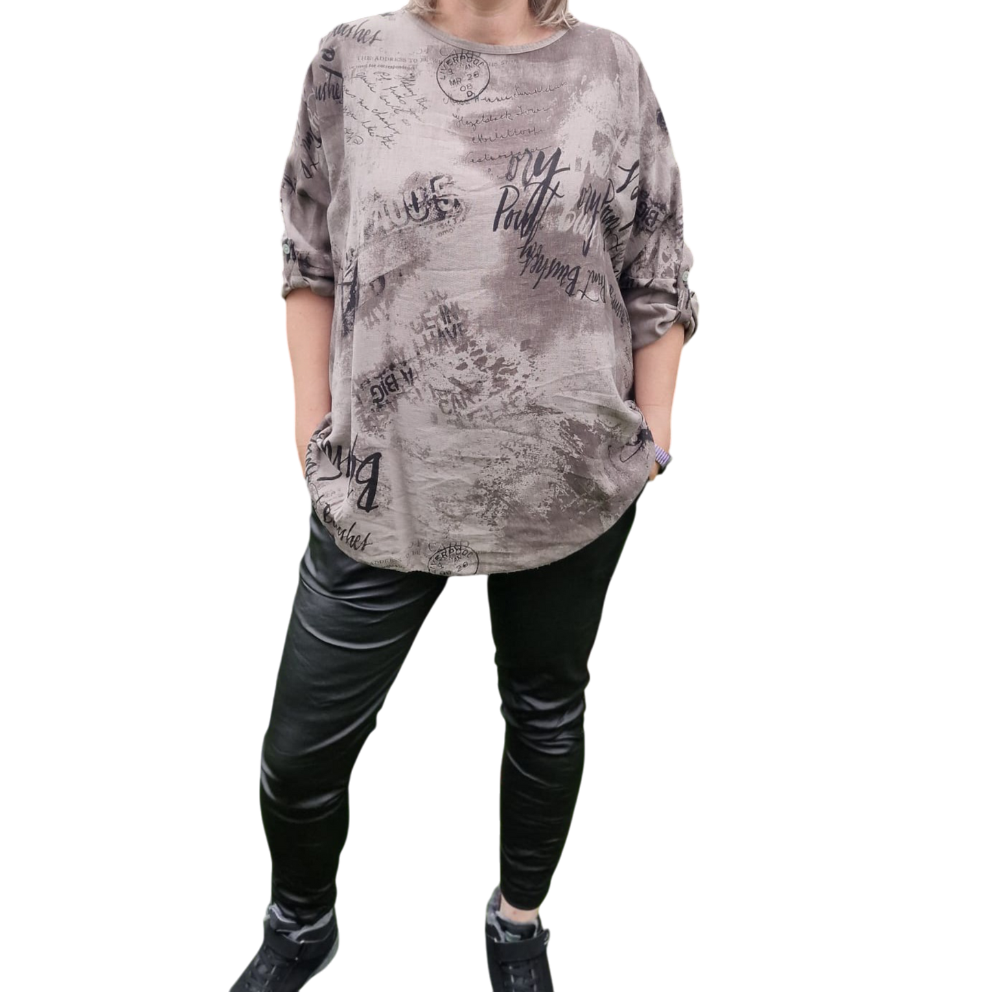 Blusenshirt taupe gemustert