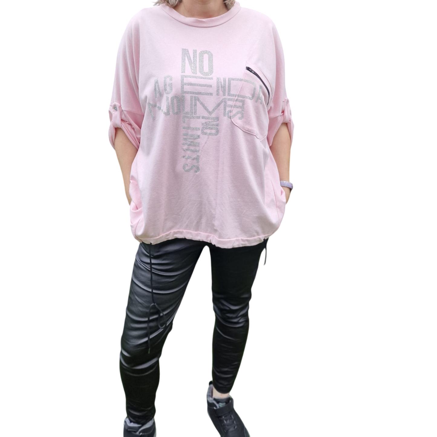 Shirt mit Brusttasche Vokuhila-Schnitt