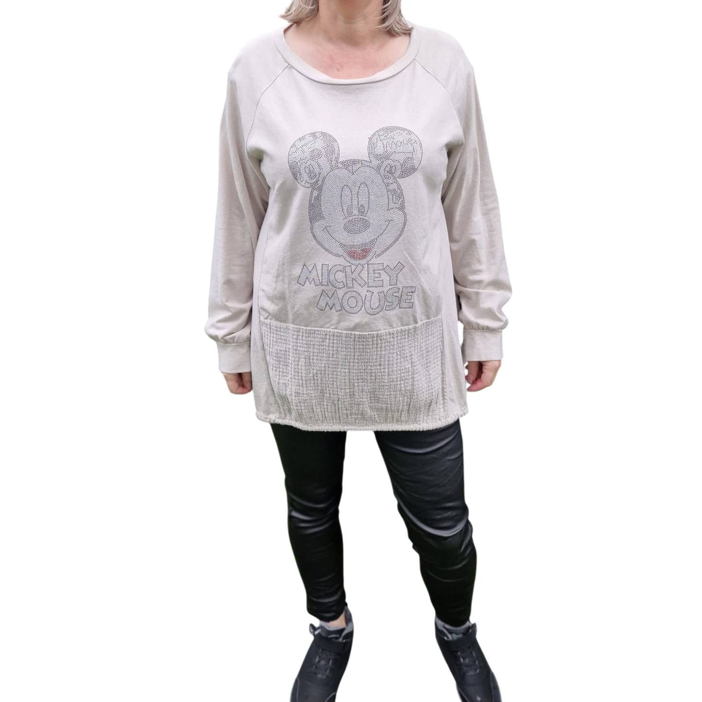 Langarmshirt Vokuhila mit Mickey Mouse