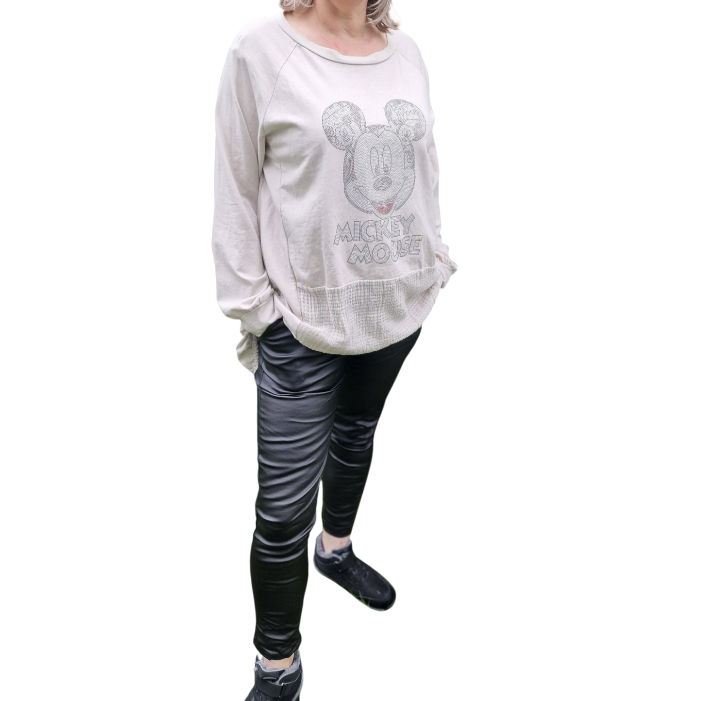Langarmshirt Vokuhila mit Mickey Mouse