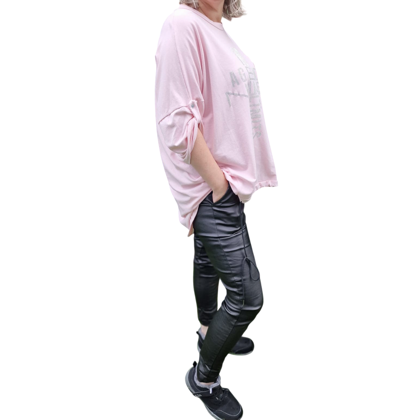 Shirt mit Brusttasche Vokuhila-Schnitt