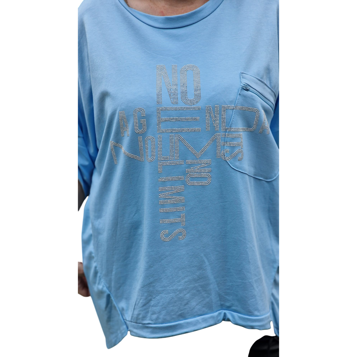 Shirt mit Brusttasche Vokuhila-Schnitt
