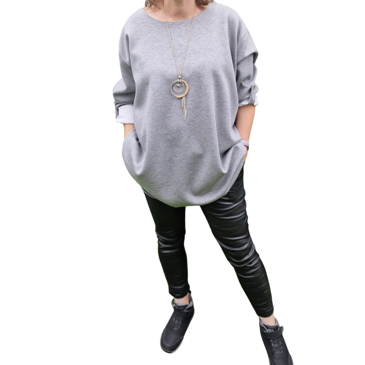Basic Shirt Langarm mit Kette bis Gr. 50