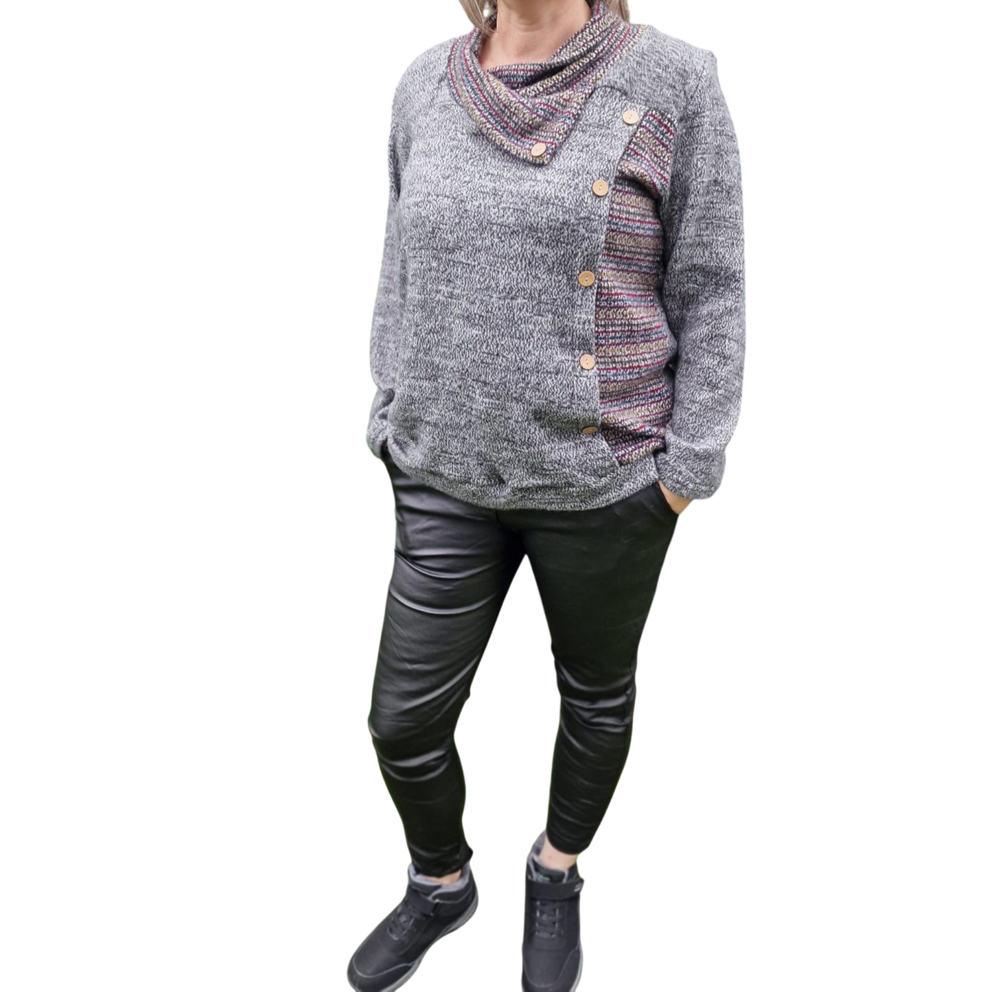 Weicher Pullover grau melliert