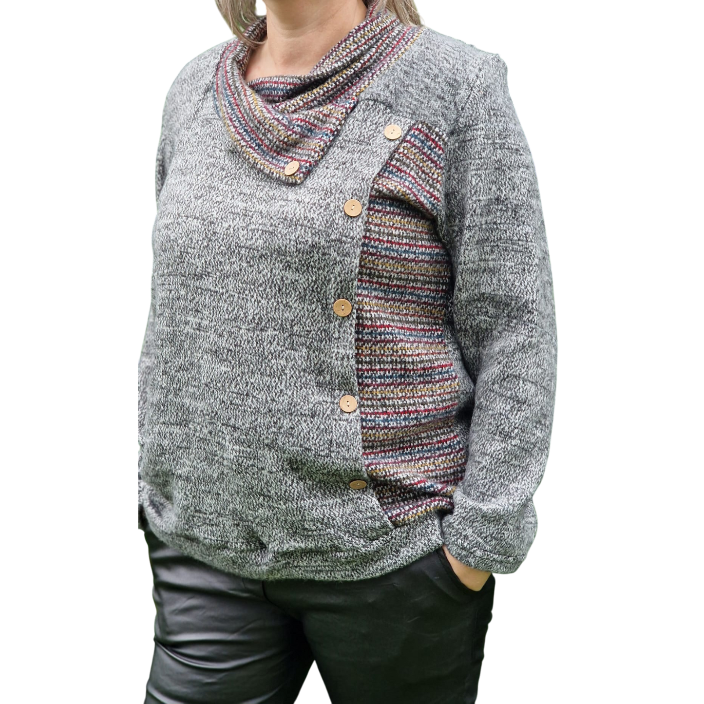 Weicher Pullover grau melliert