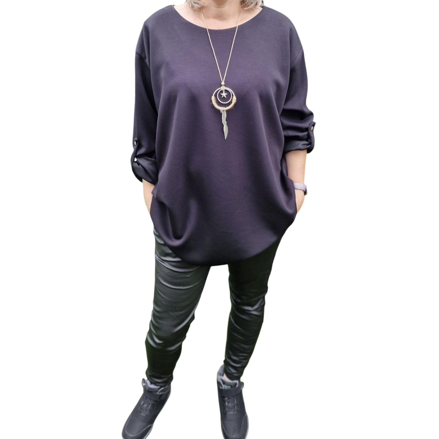 Basic Shirt Langarm mit Kette bis Gr. 50