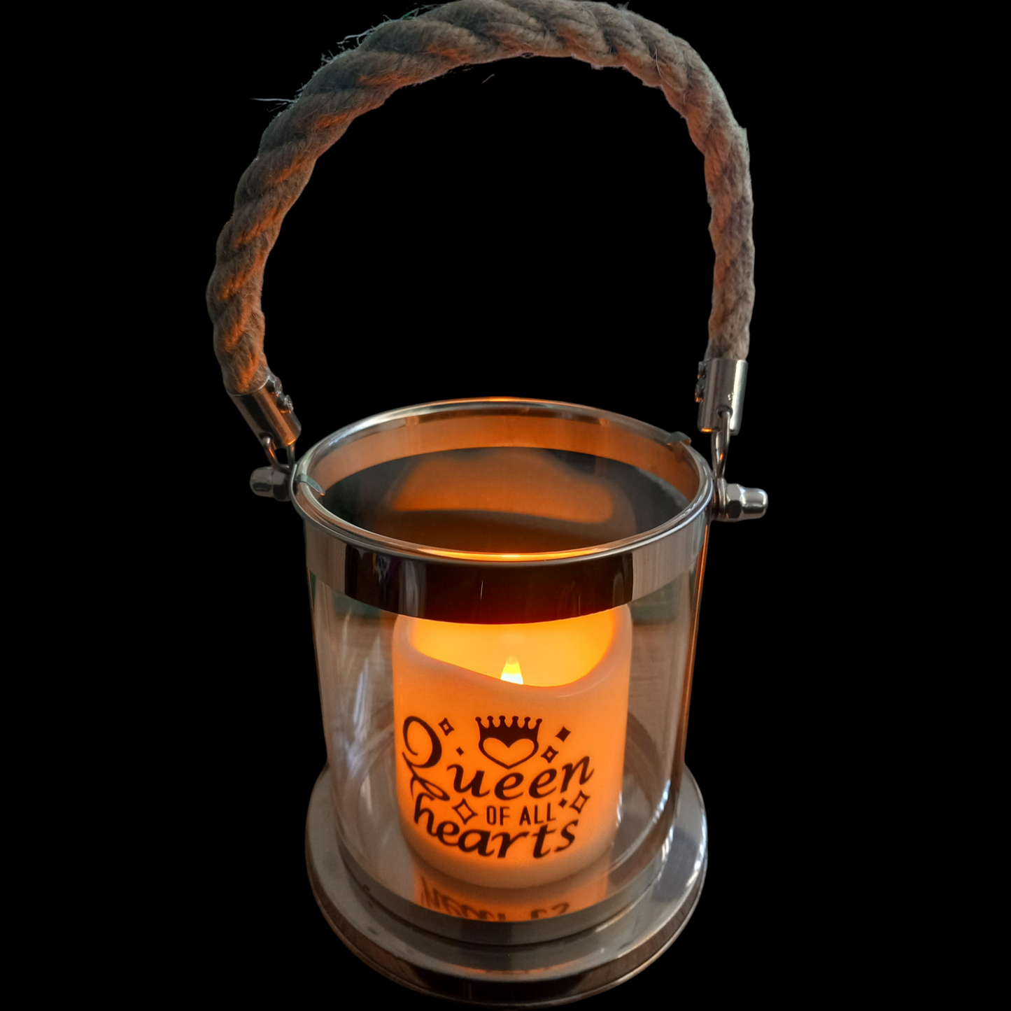 Windlicht mit LED Kerze Queen of all hearts