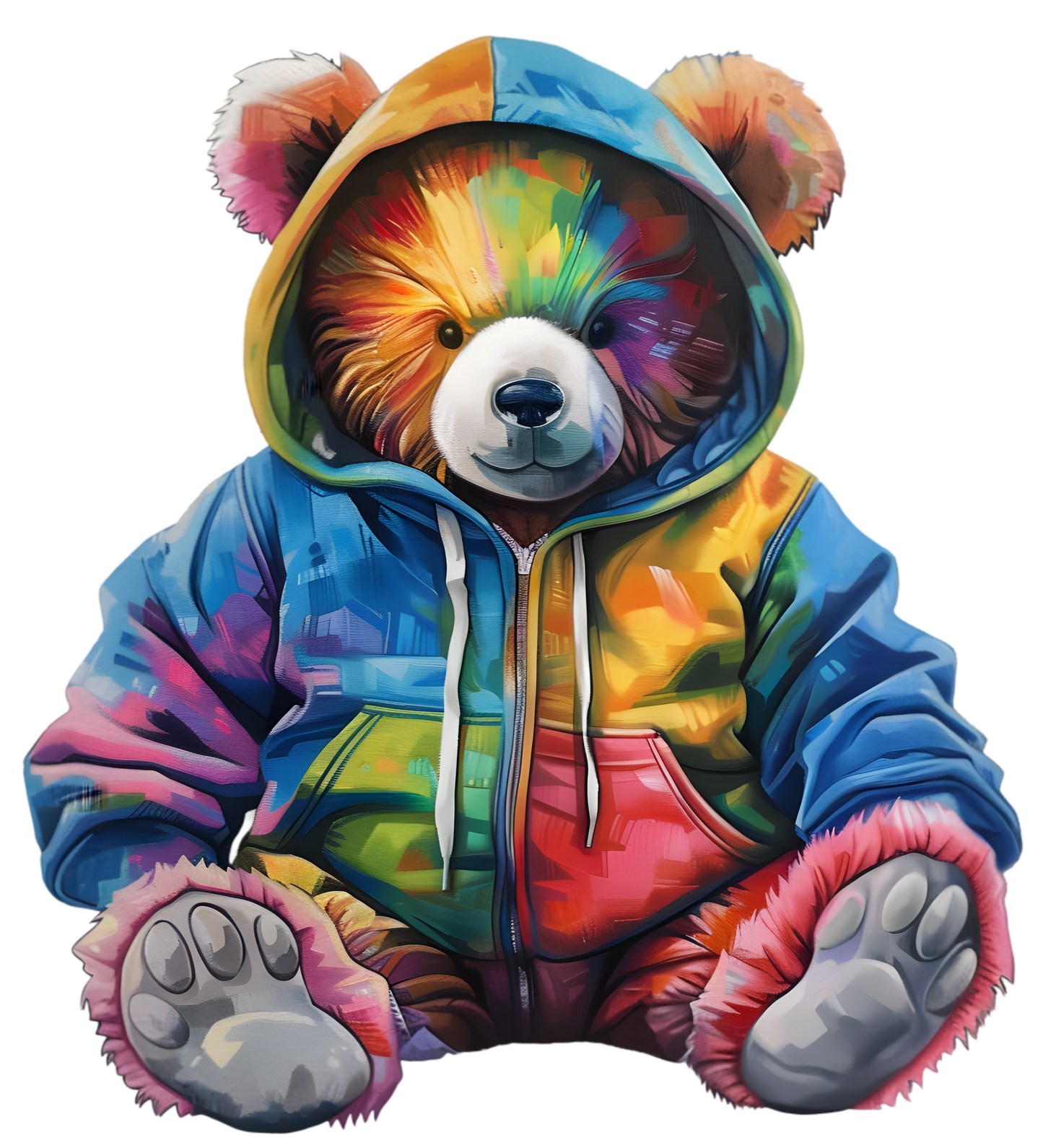 Bügelbild Teddy Regenbogen