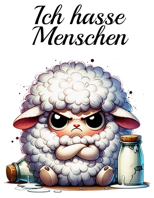 Bügelbild Ich hasse Menschen Schaaf 10