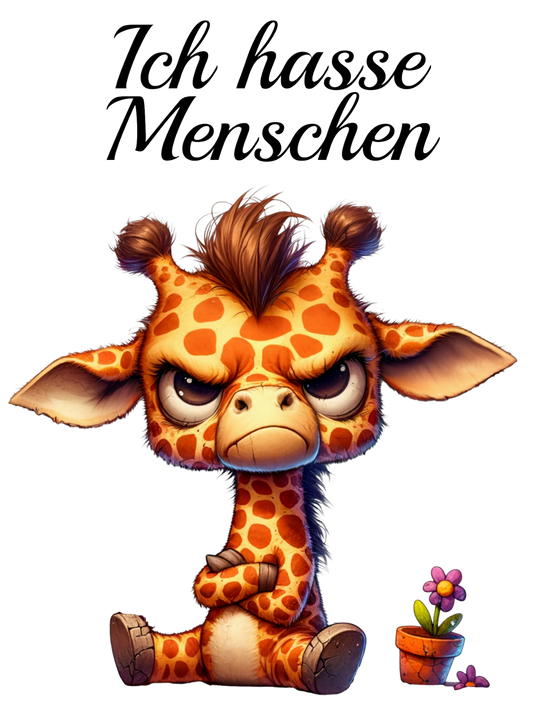 Bügelbild Ich hasse Menschen Giraffe 11