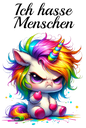 Bügelbild Ich hasse Menschen Einhorn 12