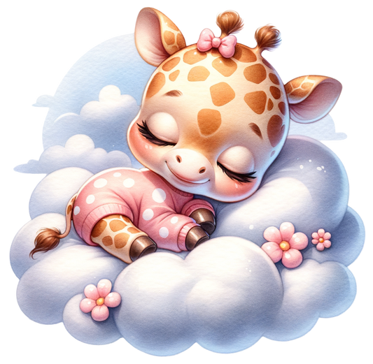 Bügelbild Giraffe auf Wolke