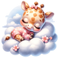 Bügelbild Giraffe auf Wolke