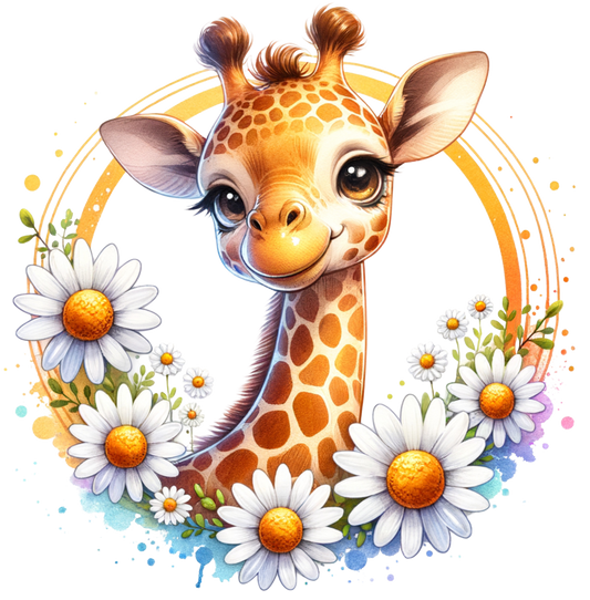 Bügelbild Giraffe mit Blumen