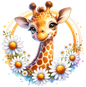 Bügelbild Giraffe mit Blumen
