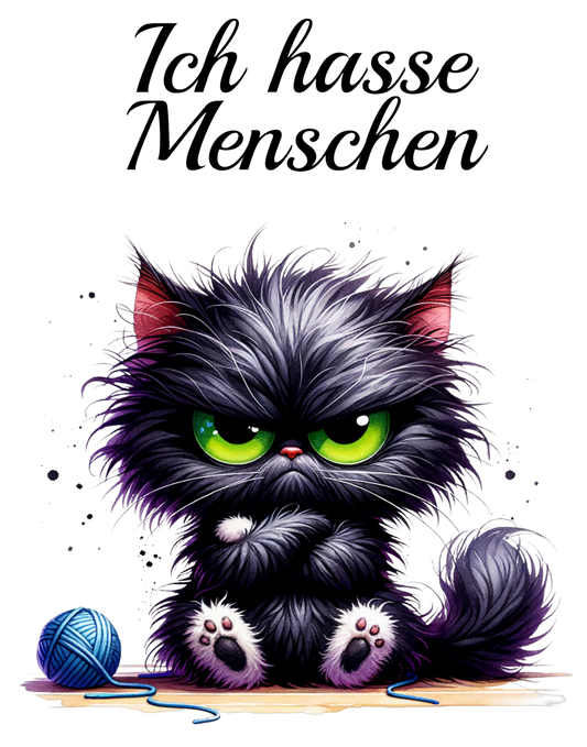 Bügelbild Ich hasse Menschen Katze 14