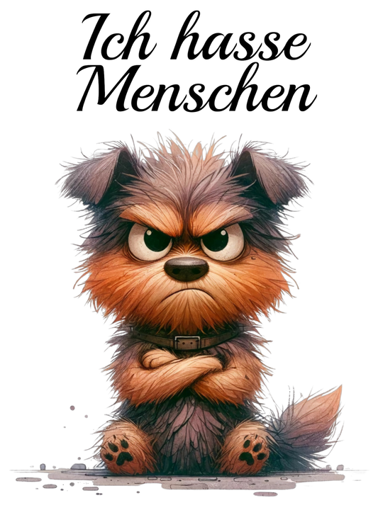Bügelbild Ich hasse Menschen Hund 15