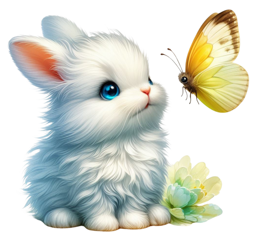 Bügelbild Bunny and Butterfly 1