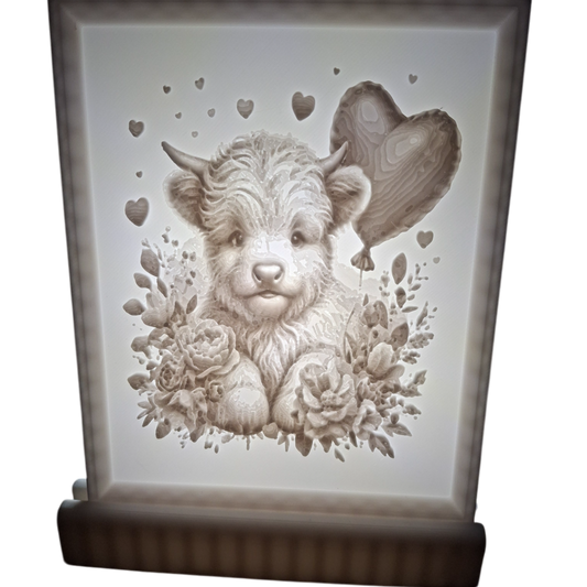 personalisiertes 3D Druckbild schwarz/weiss mit Einzelständer