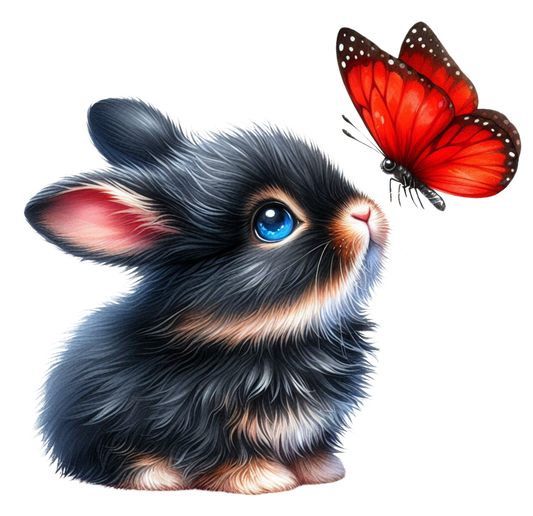 Bügelbild Bunny and Butterfly 2