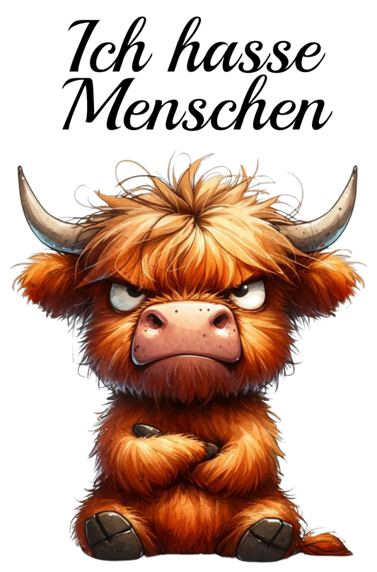 Bügelbild Ich hasse Menschen Büffel 3