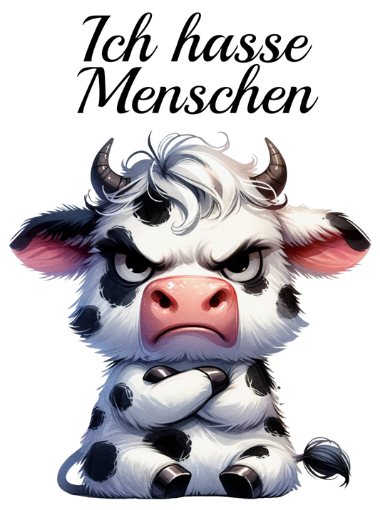 Bügelbild Ich hasse Menschen Kuh 5