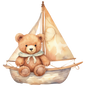 Bügelbild Teddy im Segelboot