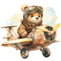 Bügelbild Teddy im Flieger