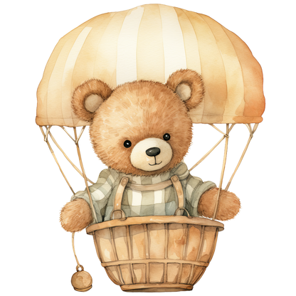 Bügelbild Teddy im Ballon