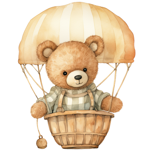 Bügelbild Teddy im Ballon