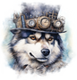 Bügelbild Steam Punk Alaskan Malamute