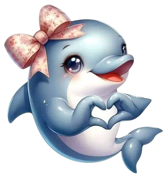 Bügelbild Delphin mit Herz