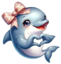 Bügelbild Delphin mit Herz