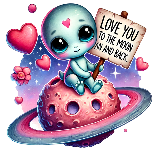 Bügelbild Valentine Love you to the moon Schildkröte