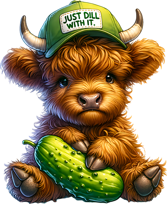 Bügelbild Highland Cow Gurke
