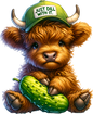 Bügelbild Highland Cow Gurke